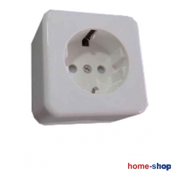 Πρίζα Σούκο Επίτοιχη Εξωτερική  Ασφαλείας Λευκό χρώμα