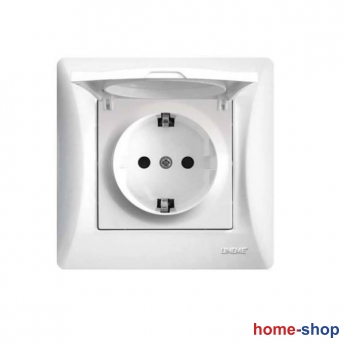 Πρίζα σούκο με καπάκι Lineme Λευκή 50-00114-1