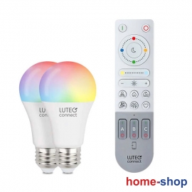 Σετ 2 LED SMD CCT & RGB TUNABLE Λάμπες 3ης Γενιάς Με Εναλλαγή Φωτισμού Με Χειριστήριο A60 9W E27 240V - LUTEC CONNECT