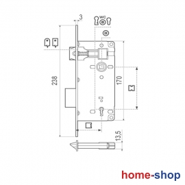 Κλειδαριά μεσόπορτας AGB 50 90 PATENT GRANDE οβάλ πλάκα